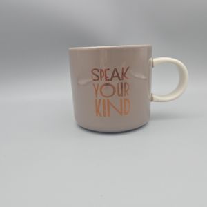 Starbucks "Speak Your Kind" Coffee‎ Mug 12 Oz Taupe Stoneware Gold 2017